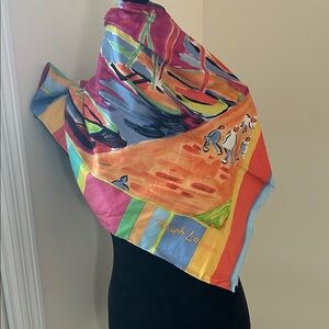 Ralph Lauren Multicolor Abstract Silk Scarf